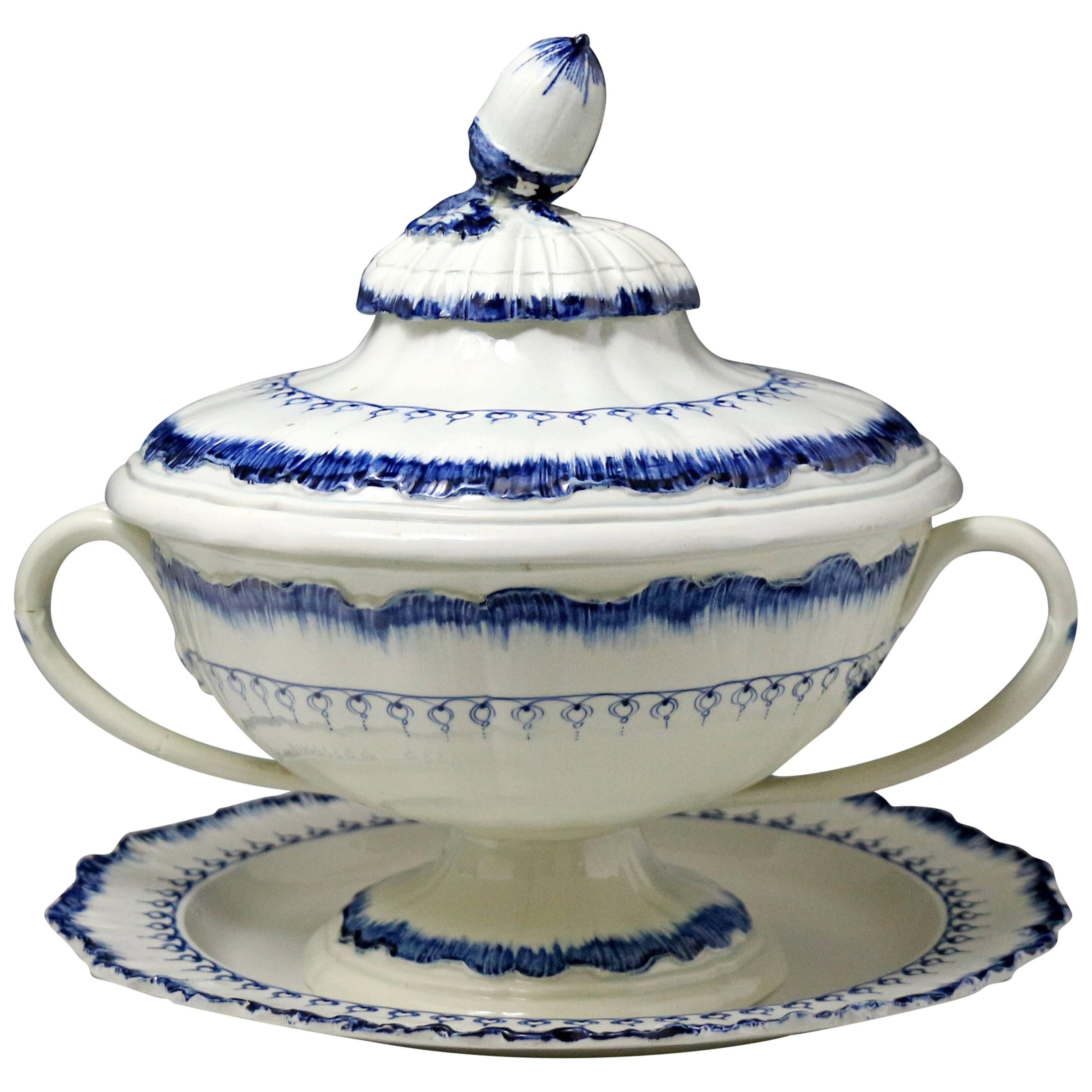 Wedgwood Pearlware Blue and White Painted Tureen, Early 19th Century