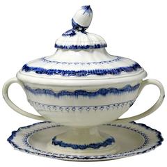 Wedgwood Pearlware Blue and White Painted Tureen, Early 19th Century