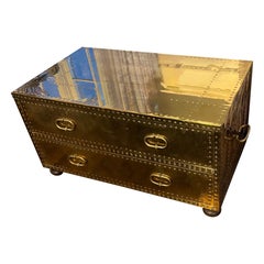 Mid-Twentieth Century brass 2-drawer chest or coffee table by Sarried Ltd.