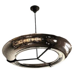 Pendentif anneau contemporain cupper nickelé avec led