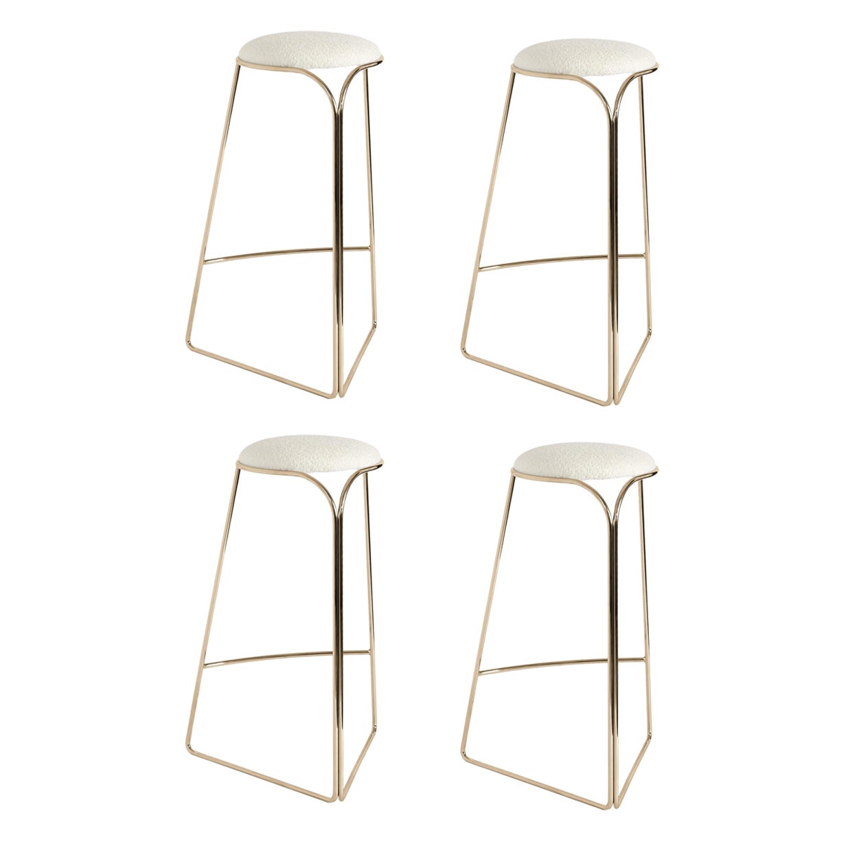 set of 4 Flow Gold Counter Stool by Enrico Girotti in COL