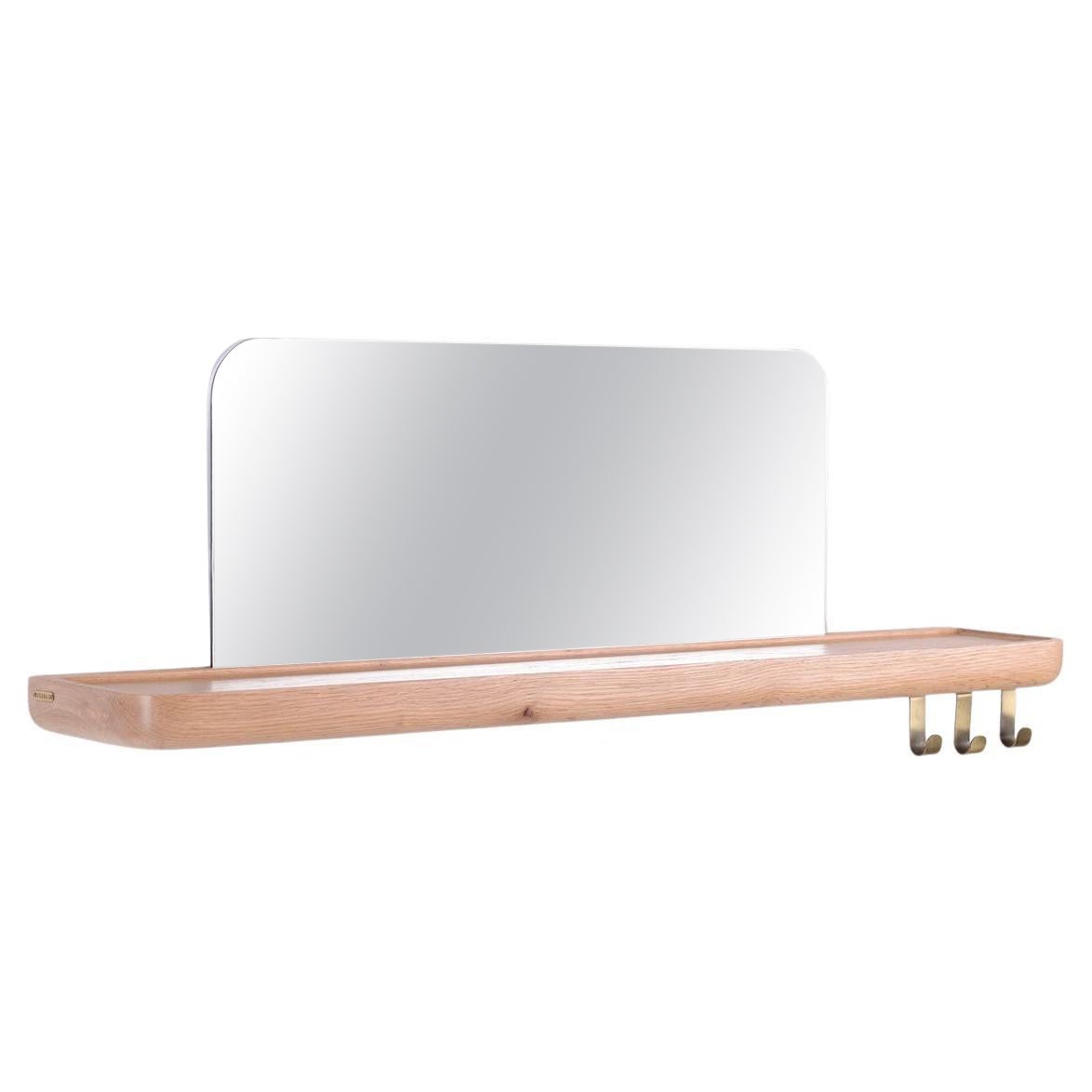 Wall-Mounted Mirror Shelf – Medium Size, Solid Oak