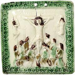 Staffordshire Pottery Creamware Plaque "Christ Crucified, " Mid-18th Century