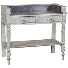 Antique French Marble-Top Painted Table Washstand, circa 1880