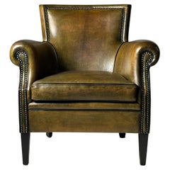 Sheepskin clubchair green leather