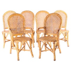 Ensemble de 6 chaises en rotin