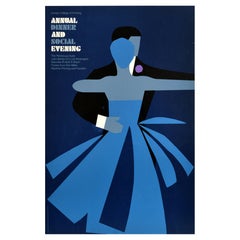 Cartel Publicitario Original Vintage London College Dinner Dance Tom Eckersley