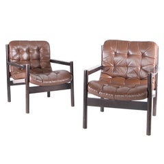 Pair of Scandinavian leather chairs
