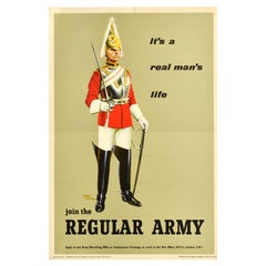 Poster di reclutamento britannico originale d'epoca Life Guards Regular Army Marc Stone