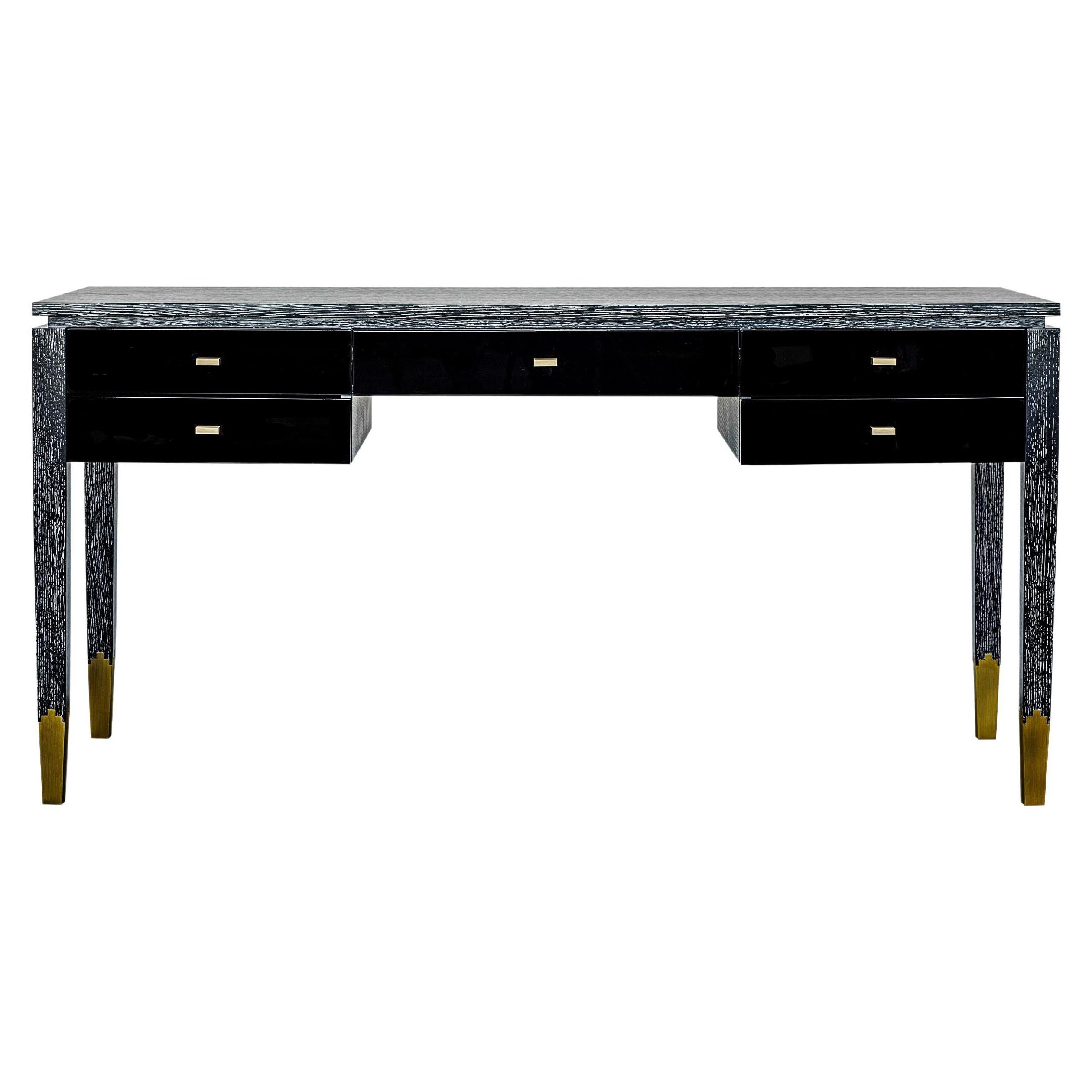 Anna Desk in Black Limed Oak, Handcrafted in Portugal by Duistt