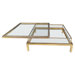 Vintage sliding top coffee table or display coffee table, 1970s
