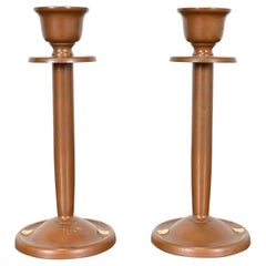 Benedict Studios Arts & Crafts Bronze Candlesticks, Circa 1910