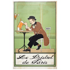 Poster originale antico Le Bistro De Paris Caffè Jugendstil Art Nouveau