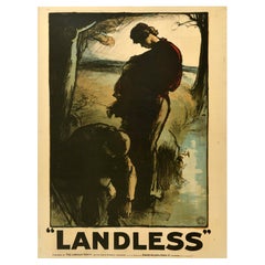 Antique British Poster di propaganda politica del Partito Laburista Senza Terra Pryse