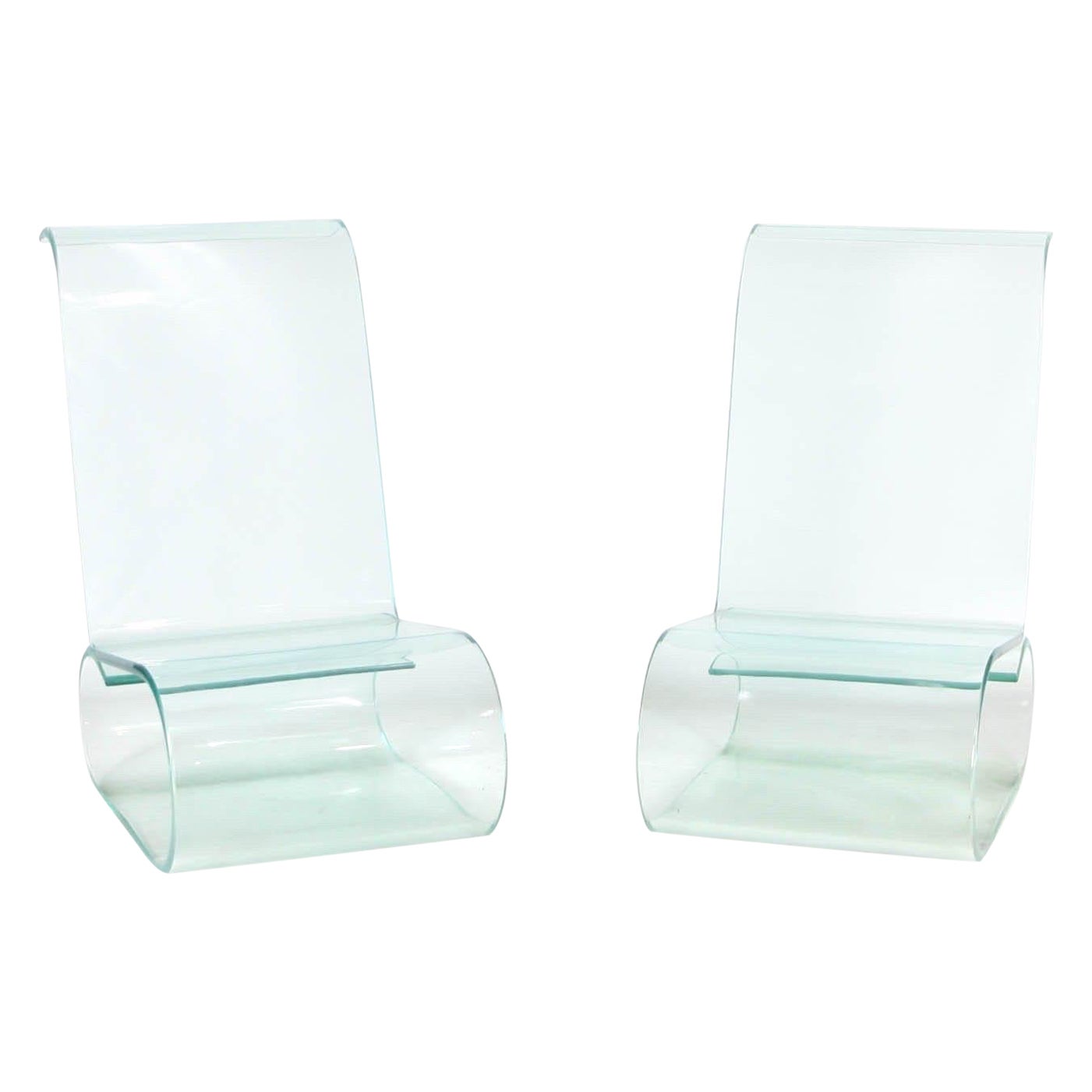 Pair of lucite side chairs