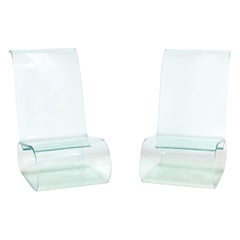 Pair of lucite side chairs