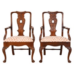 Henredon Chippendale Sillones de caoba tallada o sillas de capitán de comedor, Pareja