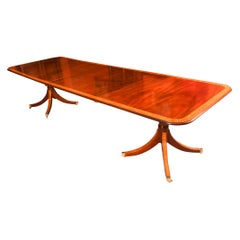 Vintage 10.5 ft Regency Revival Crossbanded Dining Table 20th Century