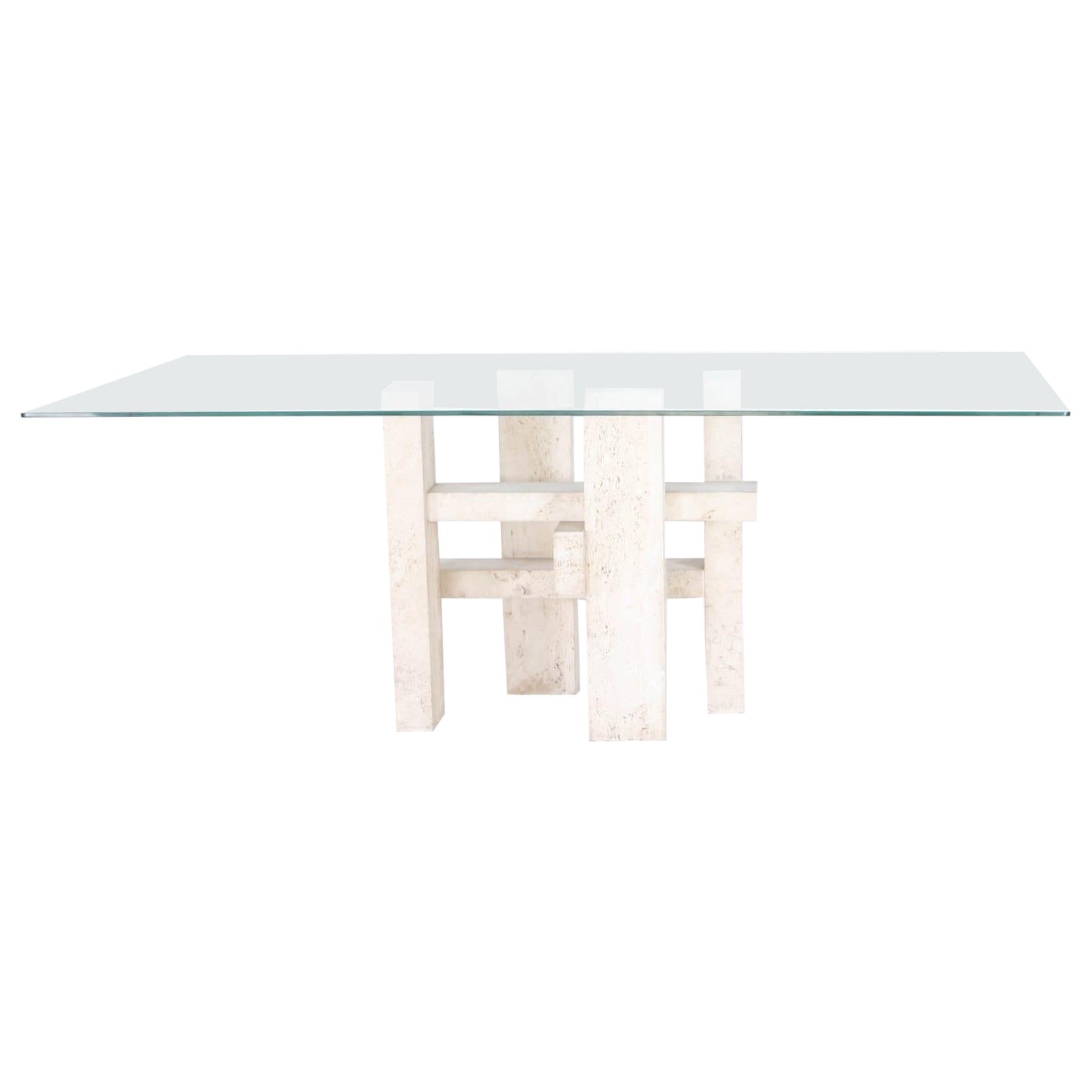 Table de salle à manger en travertin de Willy BALLEZ