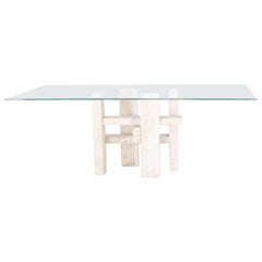 Dining travertine table by Willy BALLEZ