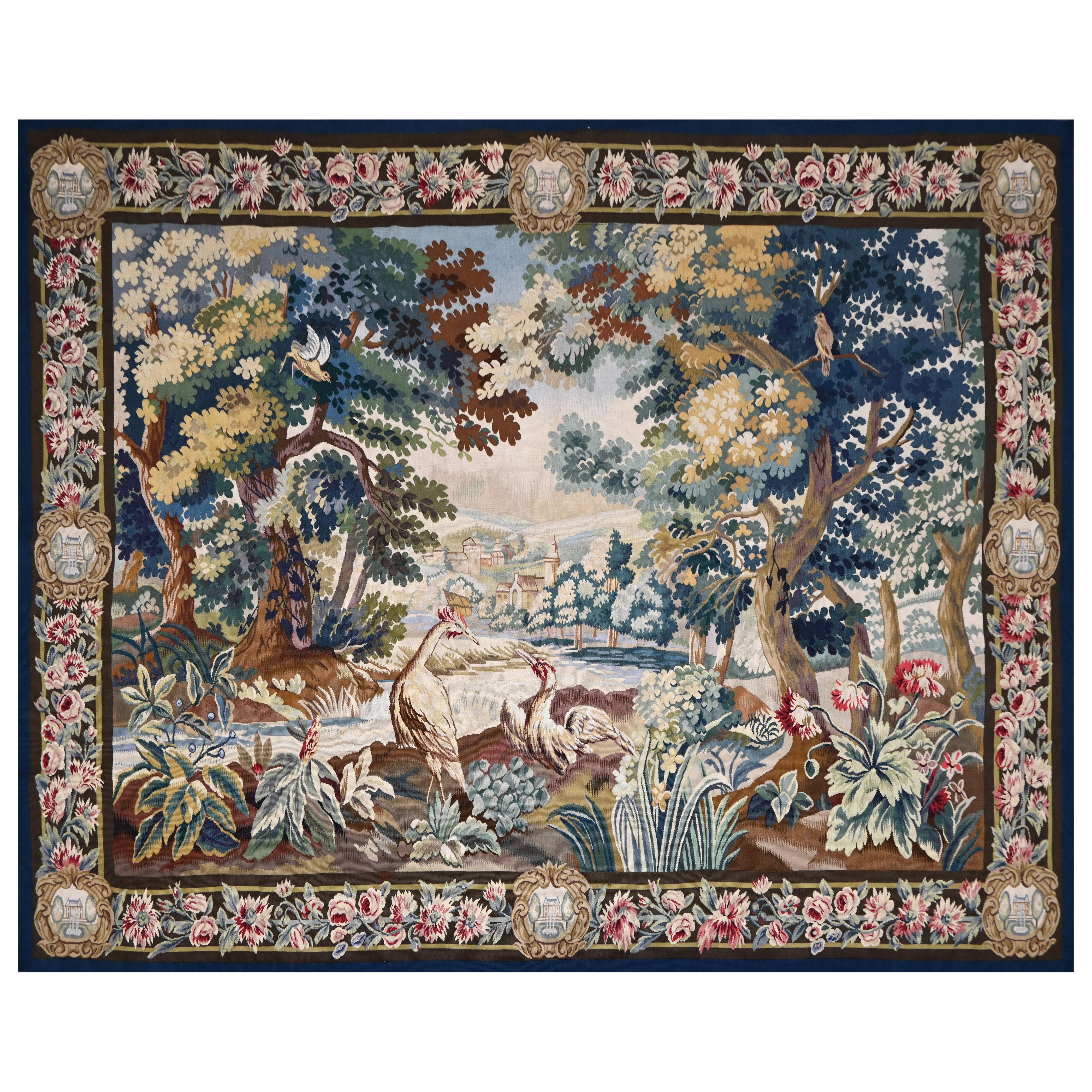 French Greenery Tapestry, Aubusson Manufactory 19th Century - L232XH174 - N 1519 For Sale