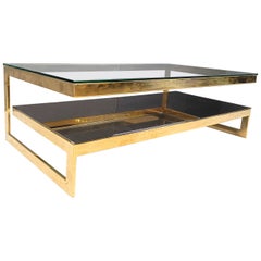 Vintage two tier belgochrom 23kt coffee table, 1970s