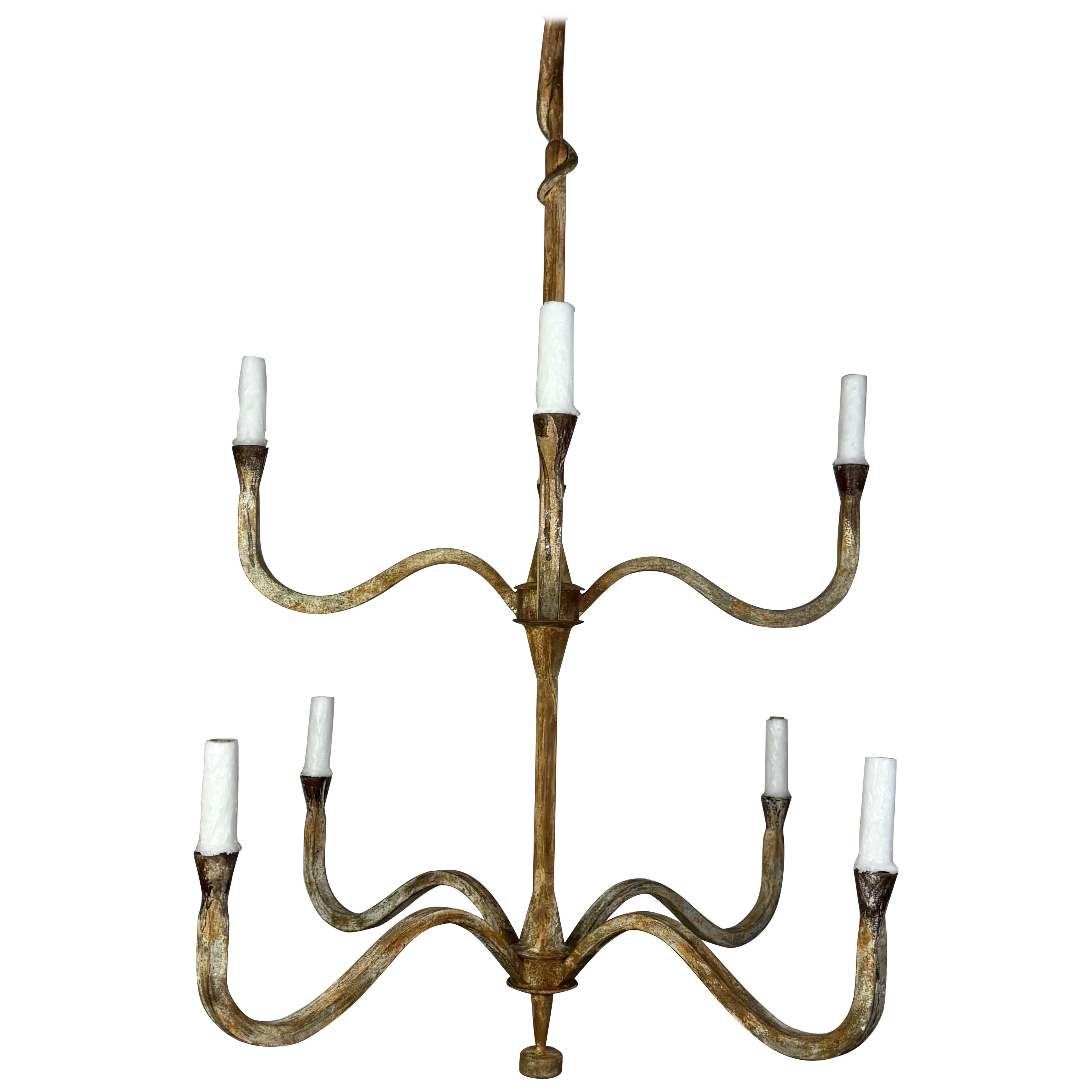 Two-Tier Wrought Iron Chandelier by Miamar Home