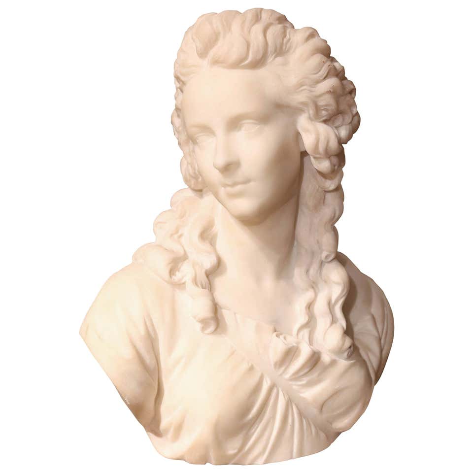 Marble Bust of a Woman, French, 19th Century For Sale