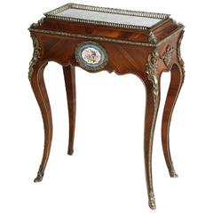 French Marble-Top Side Table with Sevres Mounts