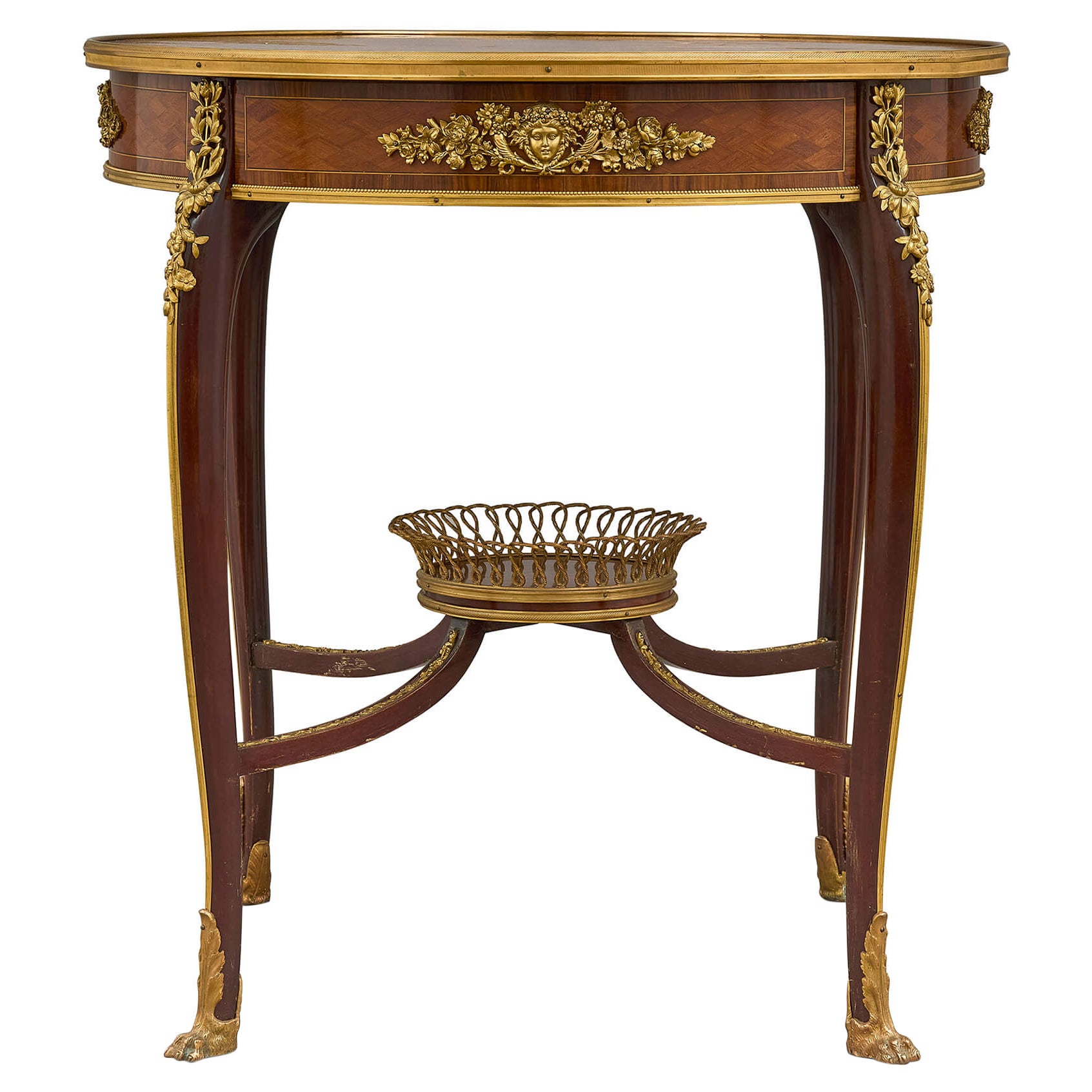 Antico guéridon montato in stile Belle Époque con ormolu