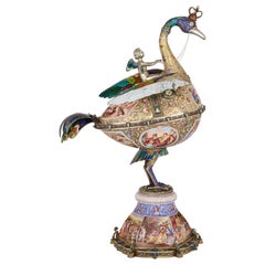 Very Large Renaissance Revival Silver Gilt and Enamel Sculpture by Böhm