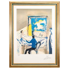 Vintage Modern Surrealism Lithograph In the Style of Salvador Dali The Doctor Framed