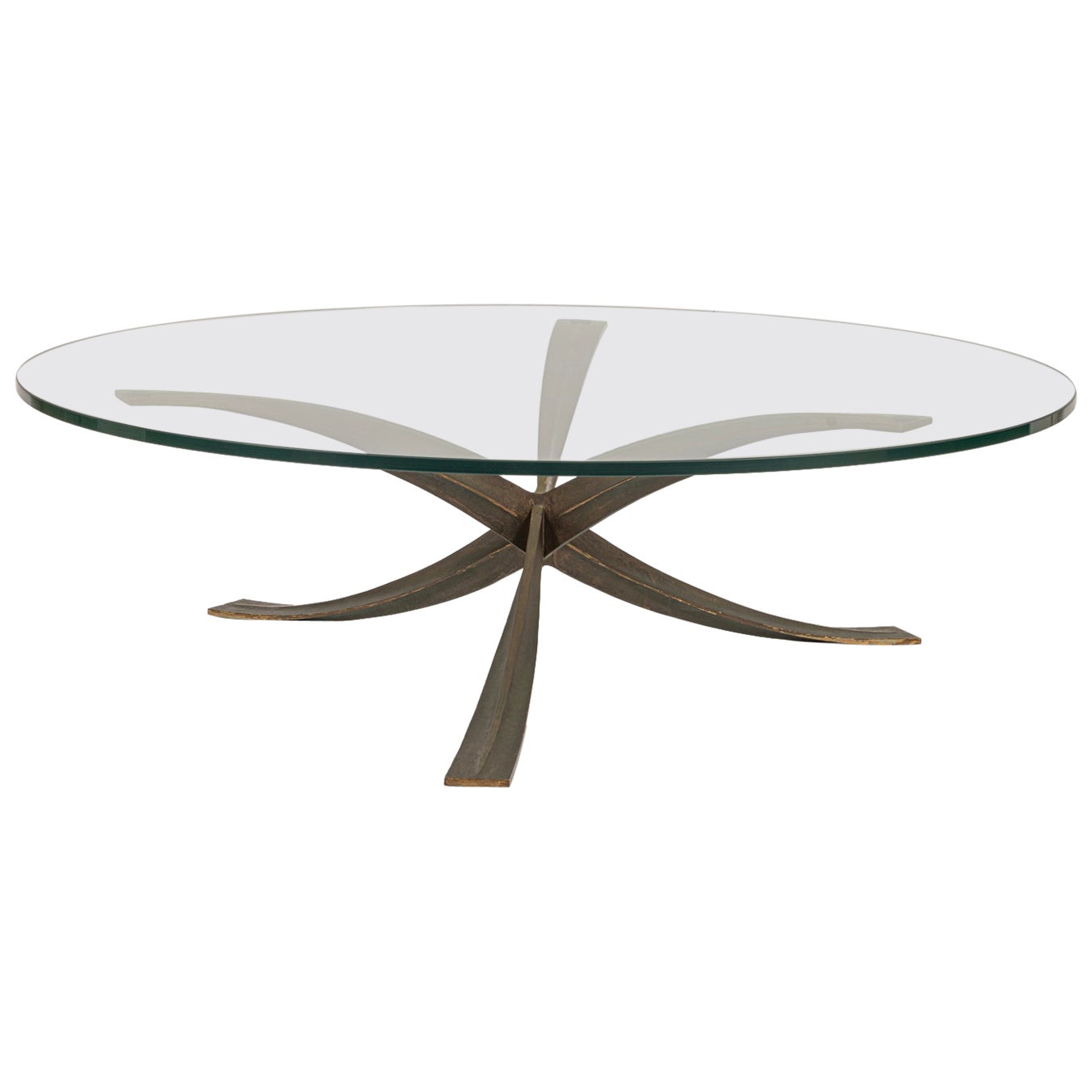 Tavolino da caffè/cocktail in bronzo fuso di Michel Mangematin.  Francia c1962