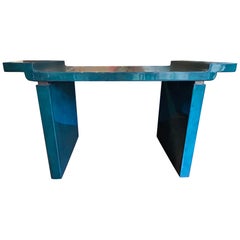 Karl Springer Attributed Lacquered Goatskin Console Table