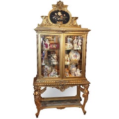 Antique Italian Giltwood Vitrine 'Display Cabinet, ' 19th Century; carved wood