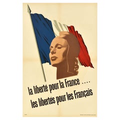 Poster di propaganda di guerra originale d'epoca Freedom France Liberty WWII R Mount
