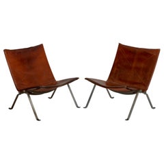 Paar Loungesessel PK22 von Poul Kjaerholm für E. Kold Christensen, um 1960