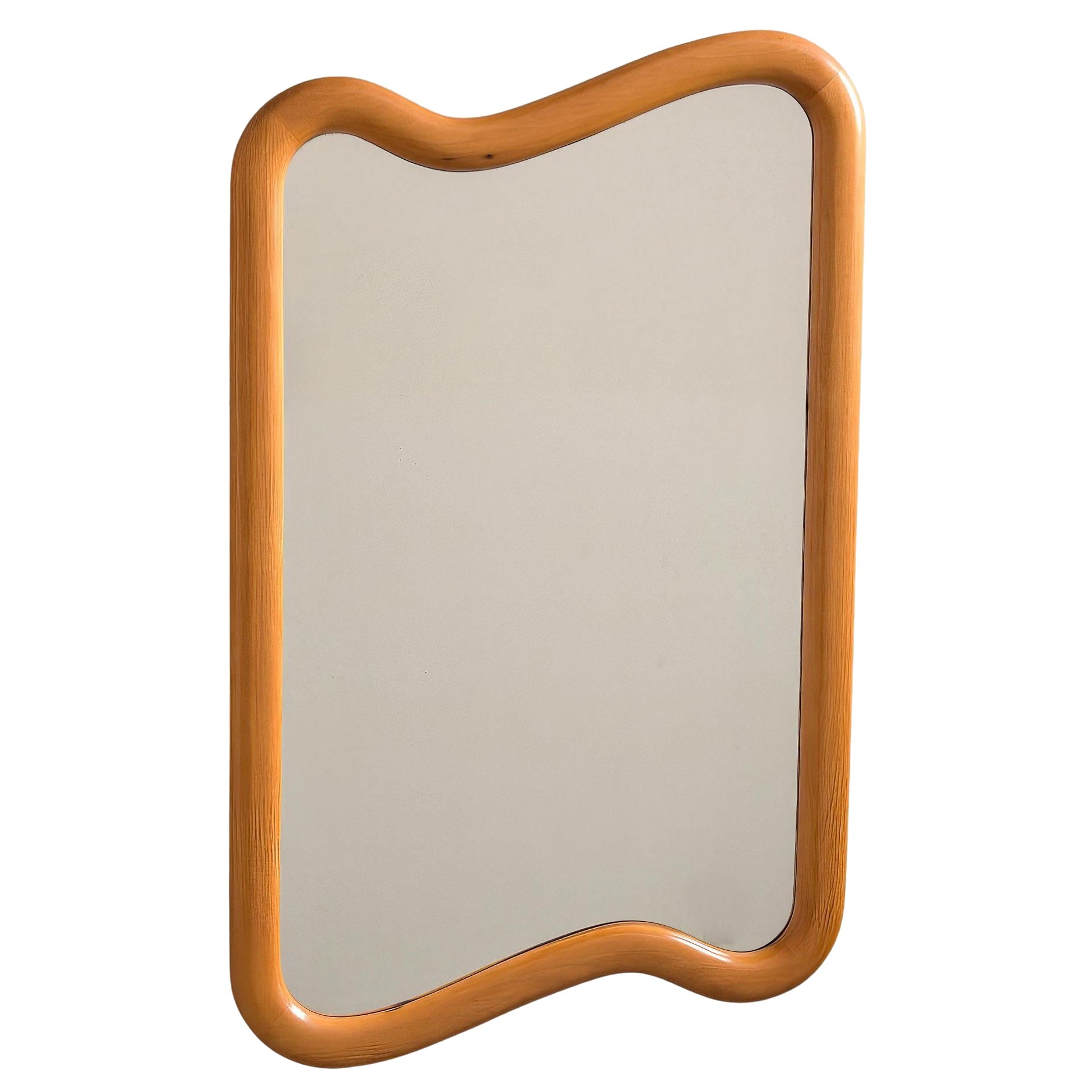 Specchio italiano del Medioevo con cornice biomorfa in Wood
