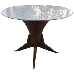 Dining Table Wood Marble Brass Style of Ico Parisi 1950 Italy