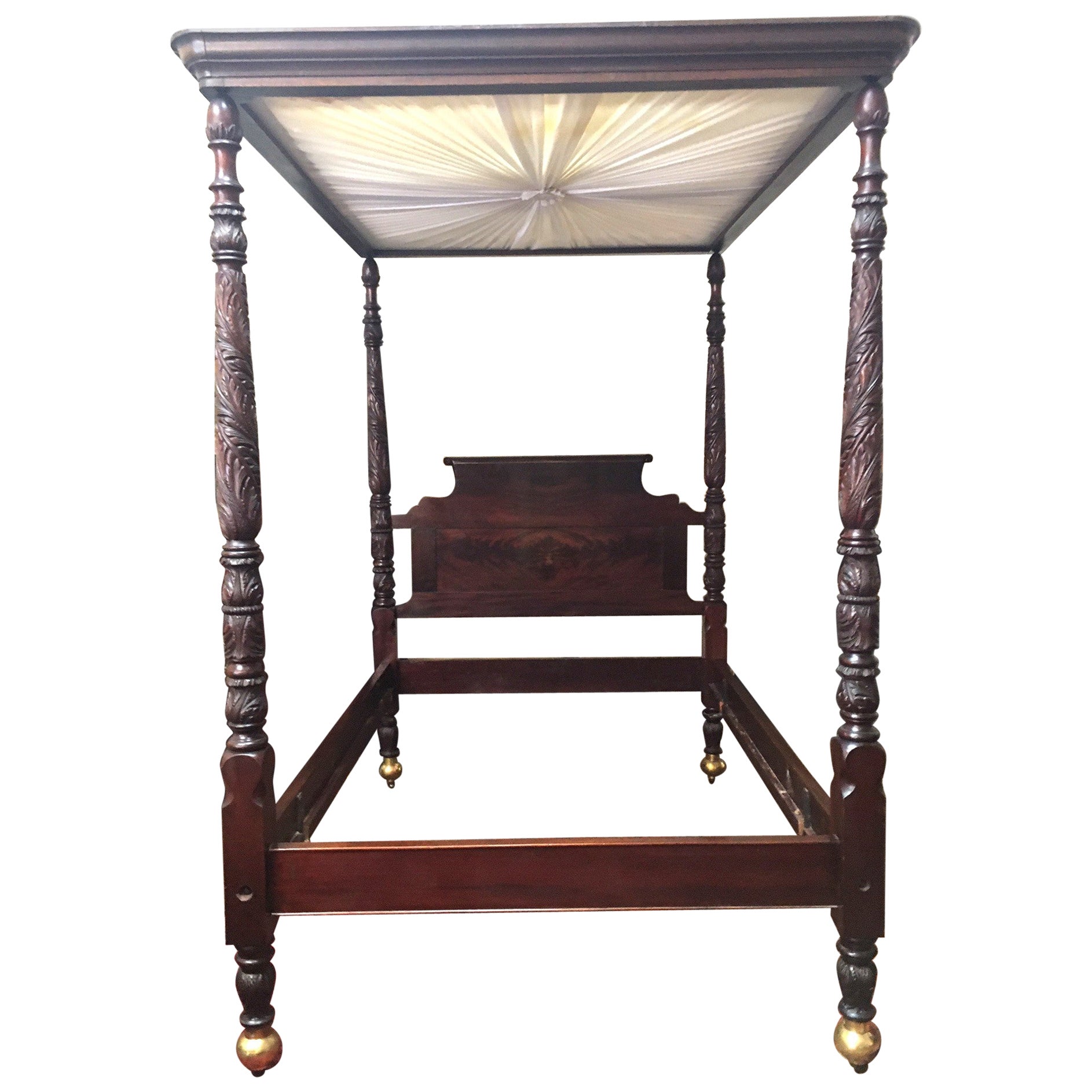 Prudent Mallard attrib. American Rococo Revival Mahogany Tester Bed