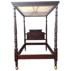 Prudent Mallard attrib. American Rococo Revival Mahogany Tester Bed
