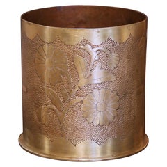 WWI German Trench Artillery Brass Shell Casing with Engraved Foliage Motifs
