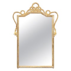 Precioso Espejo de Pared de Madera Dorada Faux Bois Floral Italiano Hollywood Regency