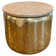 Paul Mayen for Habitat Round Brass Table with Pink Marble Top