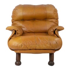 Sillón vintage de cuero para INSA, Italia, años 70