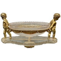Antique French Cut Crystal and Bronze D'Oré "Corbeille" Centerpiece, Circa 1885.