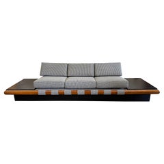 Vintage Adrian Pearsall Sofa with Slate Ends Reupholstered in Knoll Entwin Jet