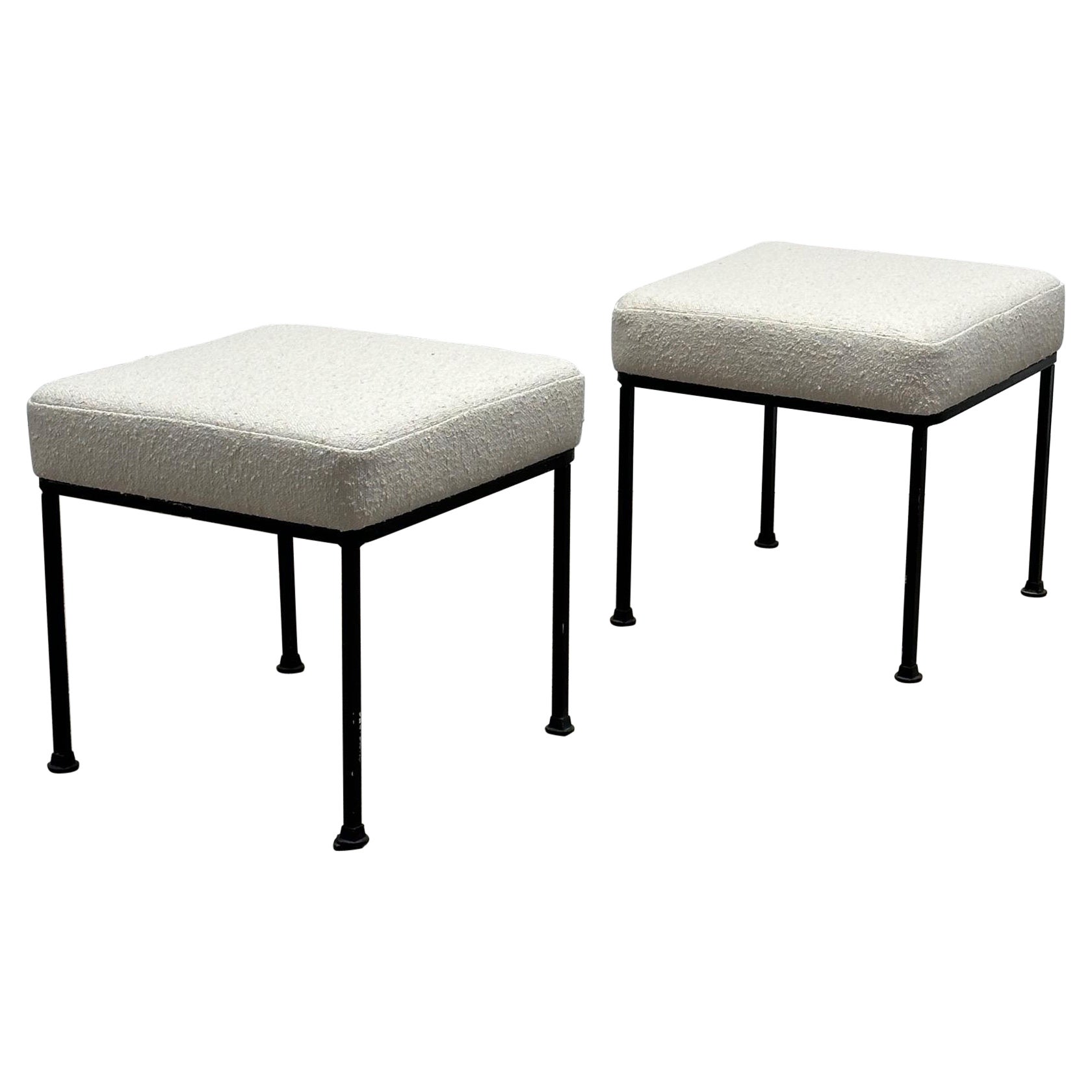 Umanoff Style Iron Side Stools in Boucle