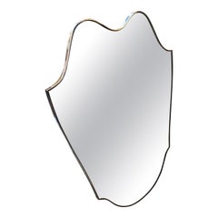 1950s Gio Ponti Style Mid-Century Modern Solid Brass Italian Big Wall Mirror