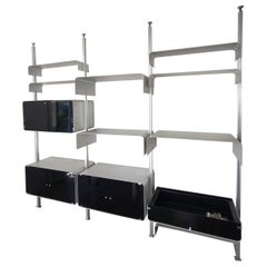 Michel Ducaroy modular bookcase wall unit, aluminum boxes and shelves, 70s